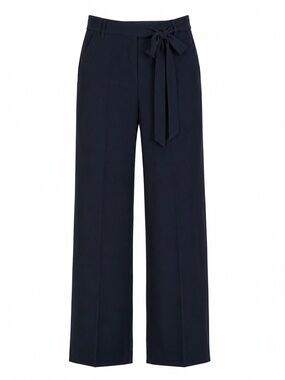 Tibi Navy Blue 100% Silk Wrap Tie Straight Leg Pants Size 4
